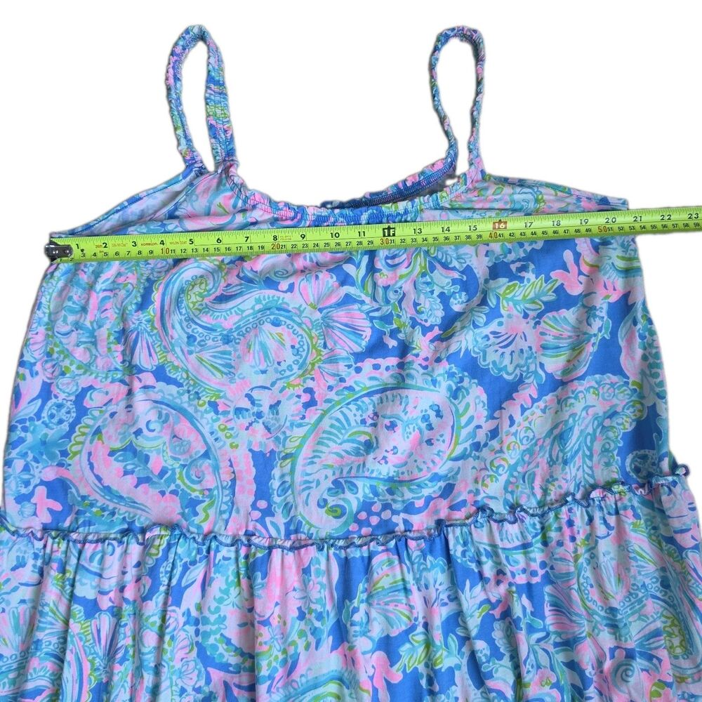 Lilly Pulitzer Paisley Tiered Ruffle Sundress Cotton Knit Scoop Neck, Size L - Picture 2 of 8